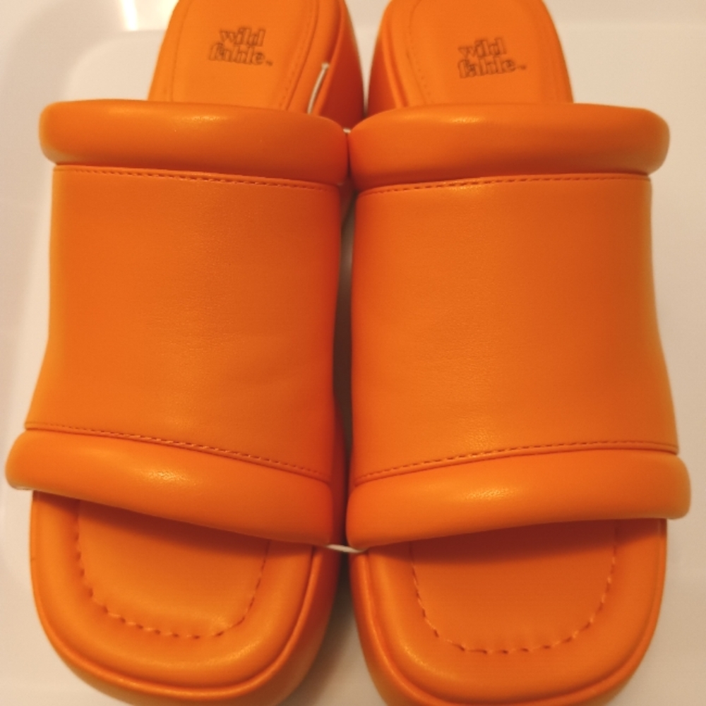 Women's Alanna Slide Wedge Heels - Wild Fable orange size 7